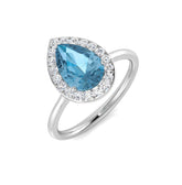 Pear-Cut Aquamarine Halo Ring